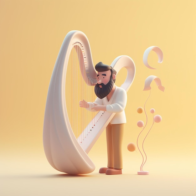 Cartoon harp 3D