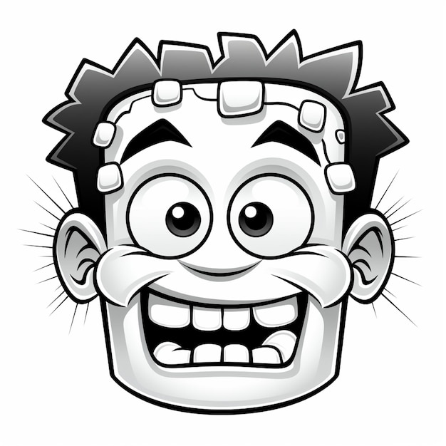 Photo cartoon head of a man with a spiked head and a toothy smile generative ai