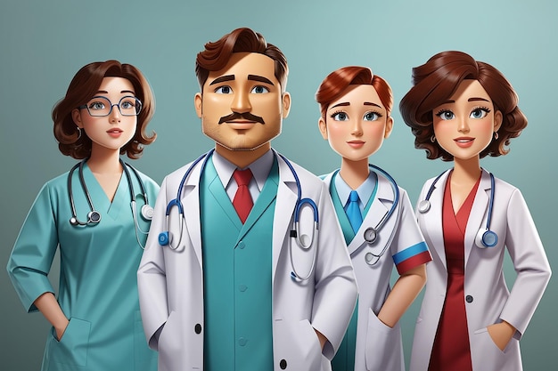 Cartoon healthcare professionals with coats