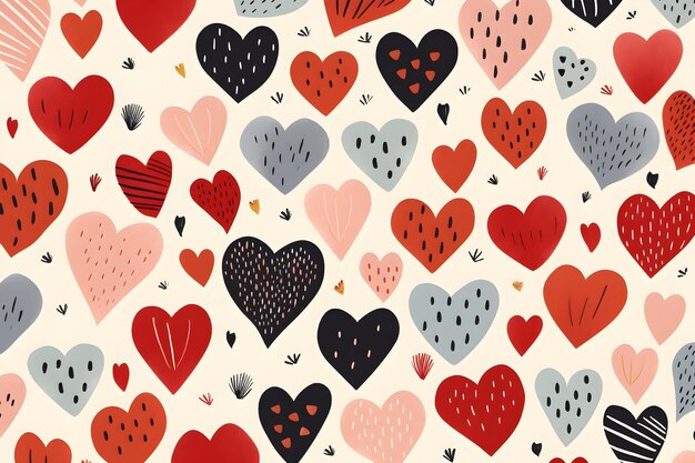 Photo cartoon hearts pattern