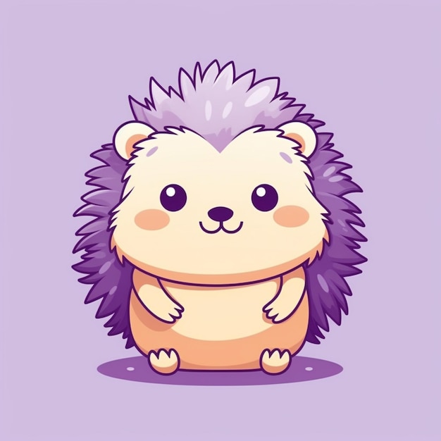 A cartoon hedge sitting on its hind legs with a purple background generative ai