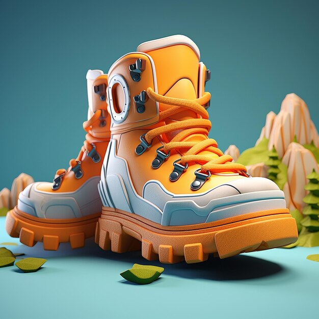 Photo cartoon hiking boots 3d