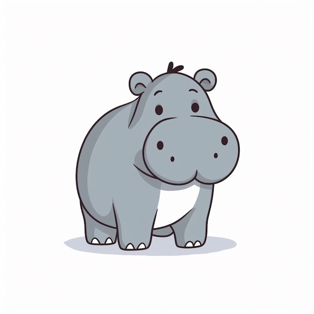 Photo cartoon hippo with a white background generative ai