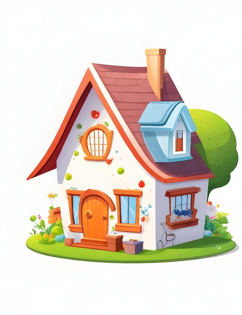 Cartoon Home 2d Vector with White Background