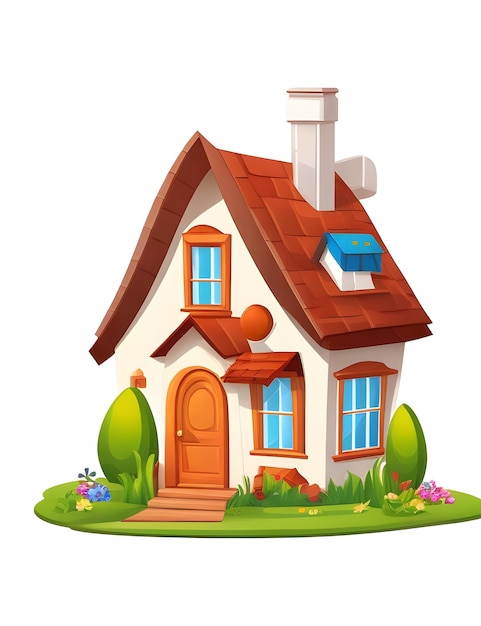 Cartoon Home 2d Vector with White Background