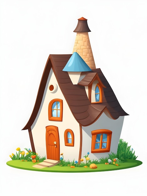 Photo cartoon home 2d vector with white background