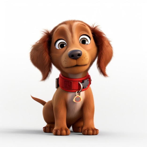Cartoon hond met een rode halsband en een rode halsband generatieve ai