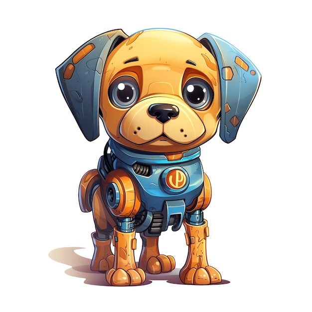 Cartoon hond robots TShirt Sticker Grappige cyborg AI gegenereerd