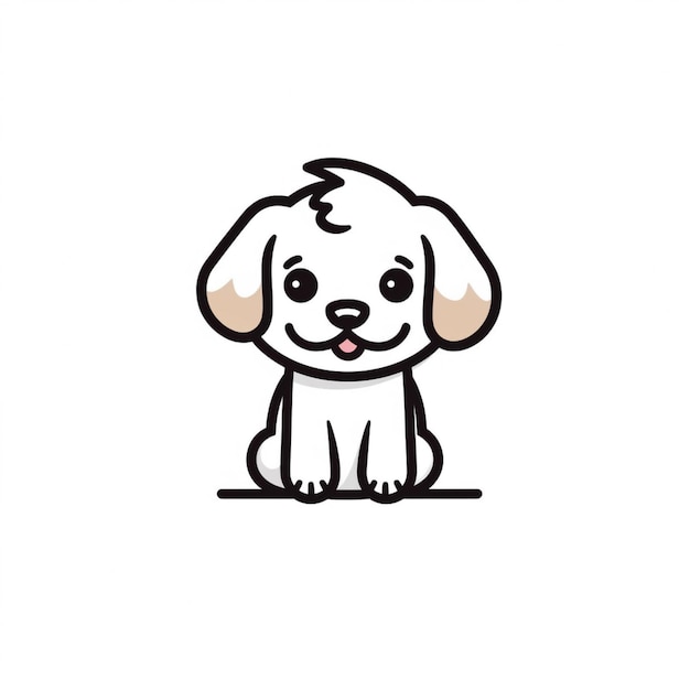 Cartoon hond zittend op de grond met een droevige blik op zijn gezicht generatieve ai