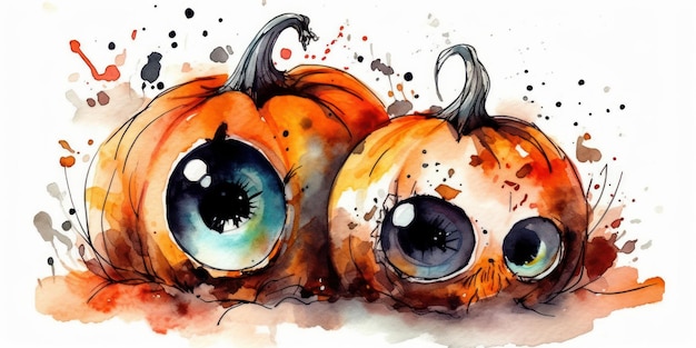 Cartoon horror pumpkin for Halloween White background