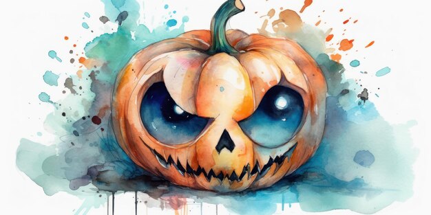 Cartoon horror pumpkin for Halloween White background