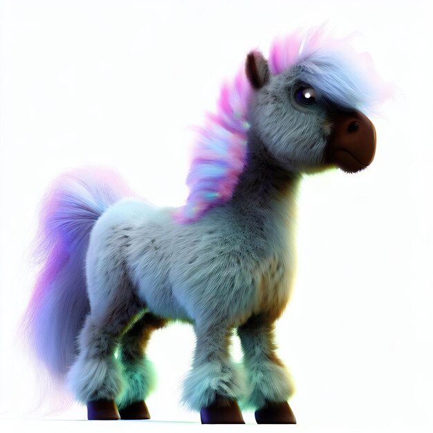 Premium AI Image | A cartoon horse with a pink mane and purple and blue