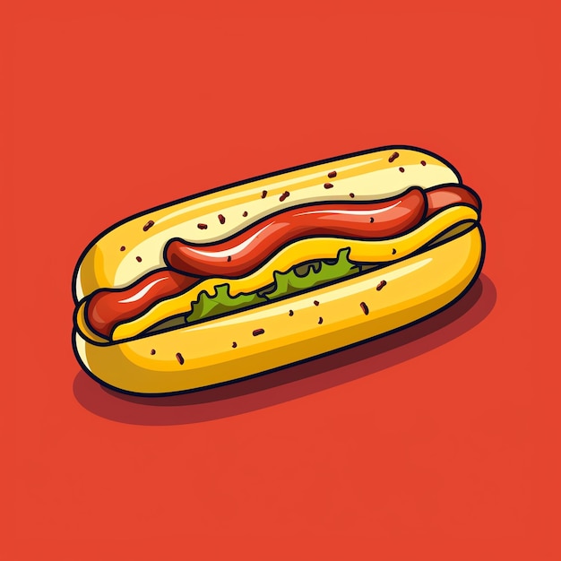 Photo a cartoon of a hot dog