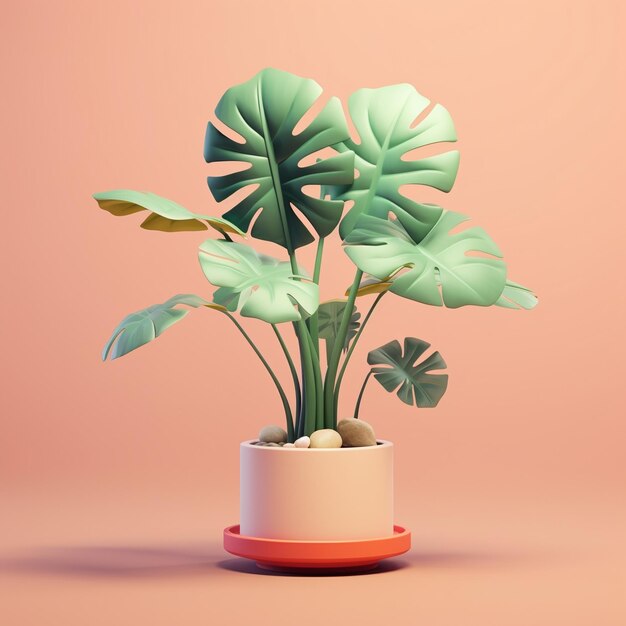 Photo cartoon houseplant 3d