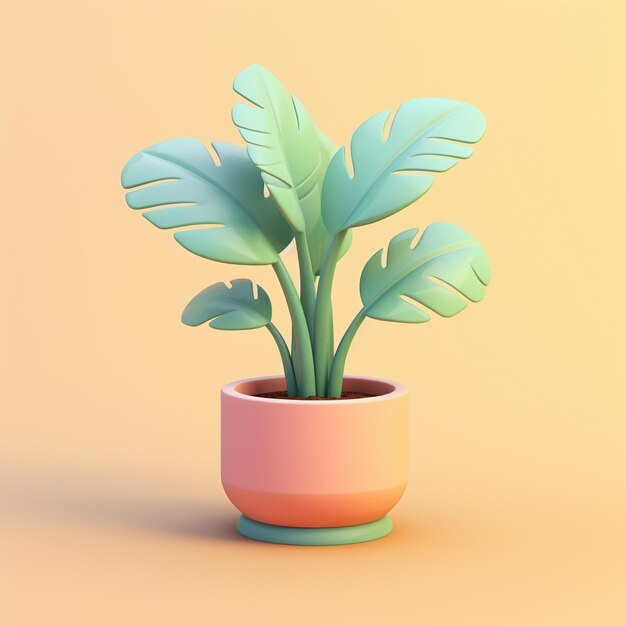 Photo cartoon houseplant 3d