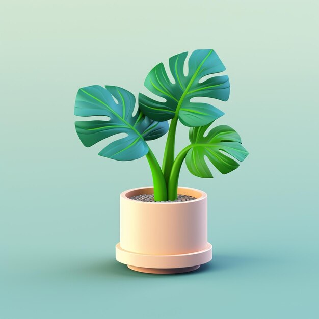 Photo cartoon houseplant 3d