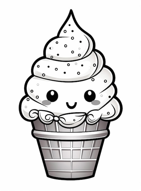 cartoon ice cream cone with a bow tie and a smile generativ ai