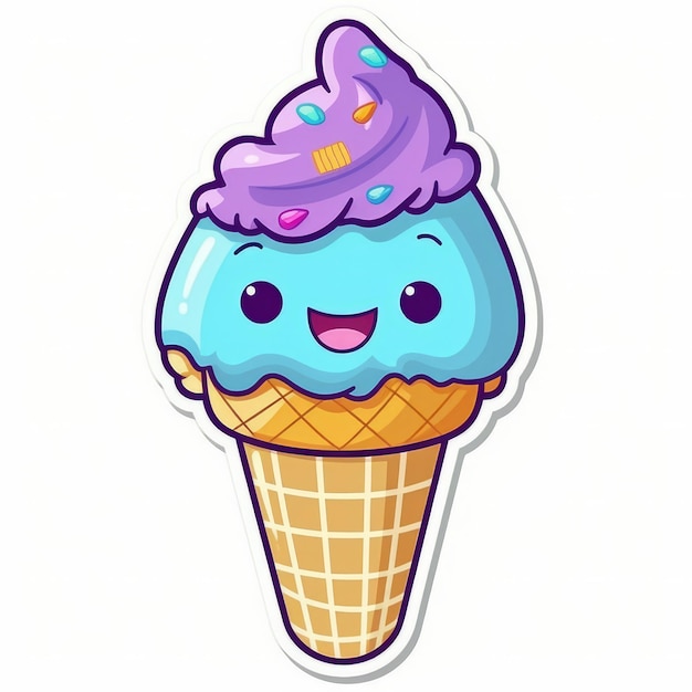 Premium AI Image | A cartoon ice cream cone with a purple frosting