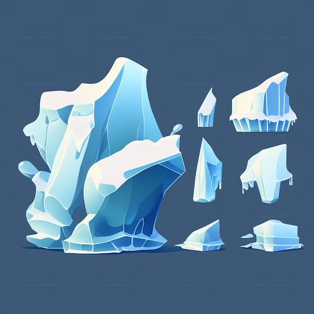 Cartoon Ice Set illustration style