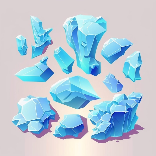 Cartoon Ice Set illustration style