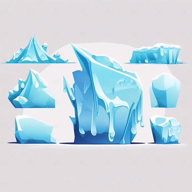 Cartoon Ice Set illustration style