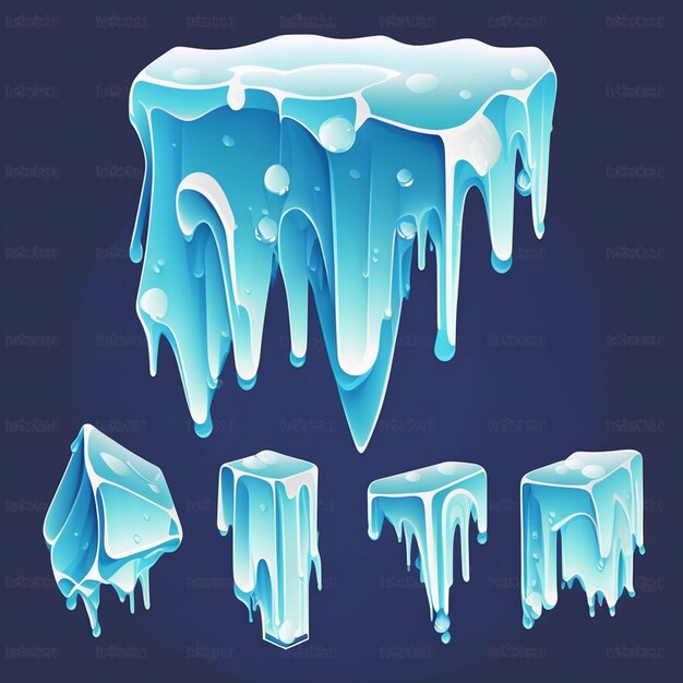 Cartoon Ice Set illustration style