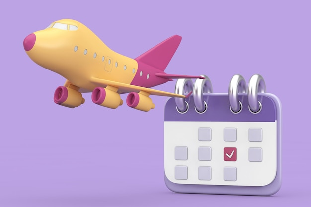 Cartoon Icon Calendar with Cartoon Toy Icon Airplane 3d Rendering