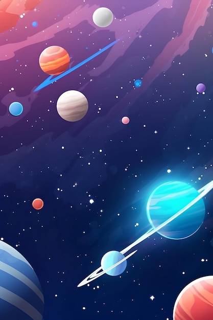 Cartoon illustratie van de ruimte Ruimte platte achtergrond Galaxy illustratie voor kinderen