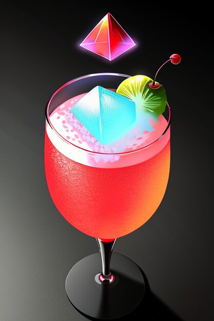 Cartoon illustratie van een cocktail drank comic stijl spel rekwisiet product design