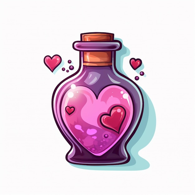 cartoon illustratie van een fles met een hart binnen generatieve ai