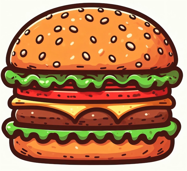 Foto cartoon illustratie van een hamburger