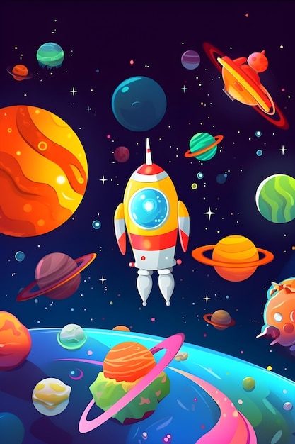 Cartoon illustratie van Space Galaxy illustratie voor kinderen Generatieve AI