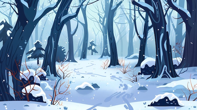 Foto cartoon illustratie winterse achtergrond met de hand tekenen