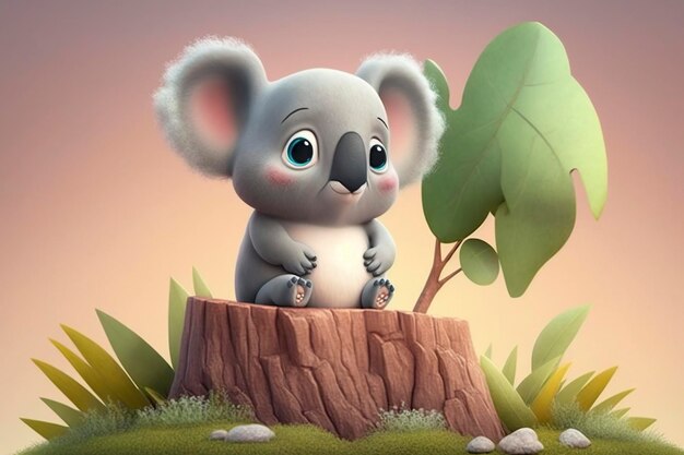 Foto illustrazione di cartoni animati adorabile bambino koala