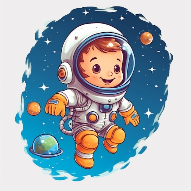 Cartoon illustration of a astronaut in space.