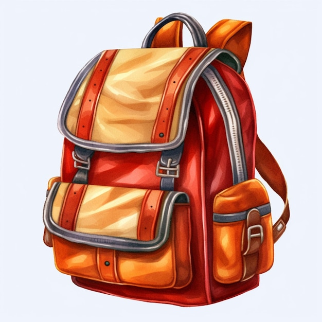 Cartoon illustration of a backpack with a zippered pocket generative ai
