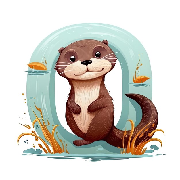 a cartoon illustration of a beaver with an oatmeal on it