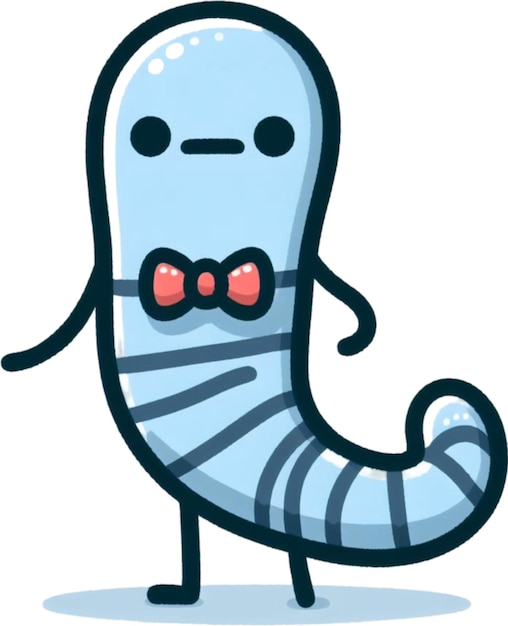 Photo a cartoon illustration of a blue worm with a mouth open