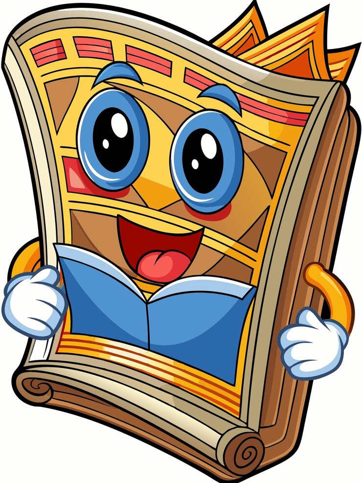 Photo a cartoon illustration of a book with a cartoon face on it