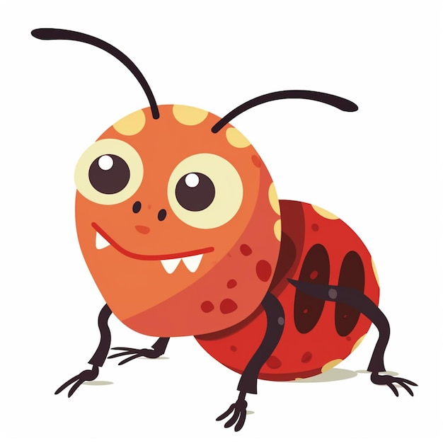 Photo cartoon illustration of a bug with big eyes and a smile generative ai