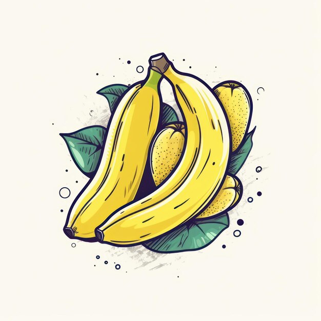 A cartoon illustration of a bunch of bananas