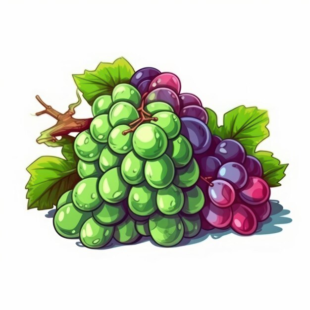 Photo cartoon illustration of a bunch of grapes