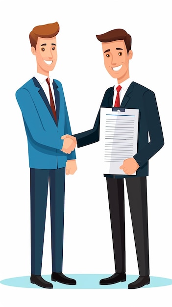 cartoon illustration Business people shaking hands