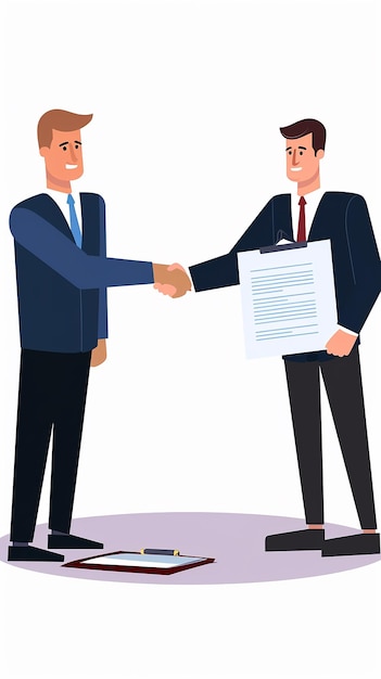 cartoon illustration Business people shaking hands