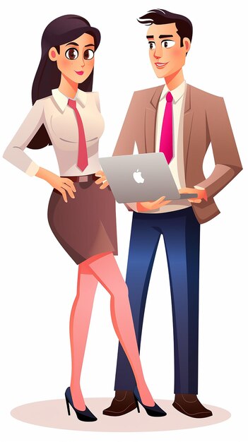 cartoon illustration Business people working together