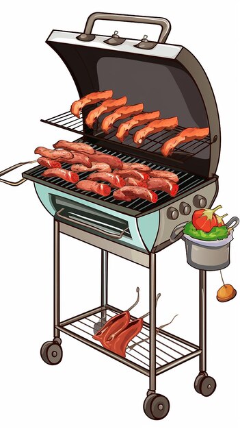 Photo cartoon illustration cartoon barbeque grills bbq