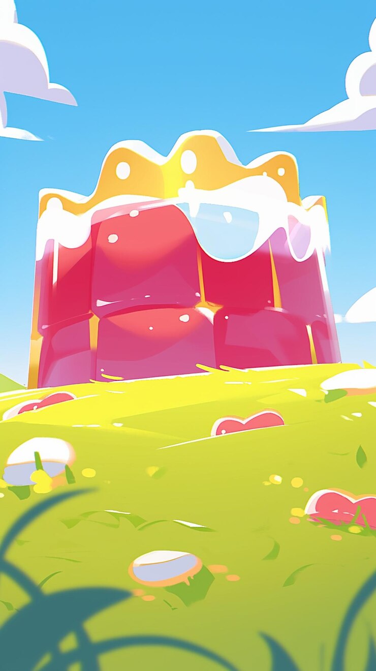 空の背景にある城のカートゥーンイラスト (ジェネレーティブ・アイ)