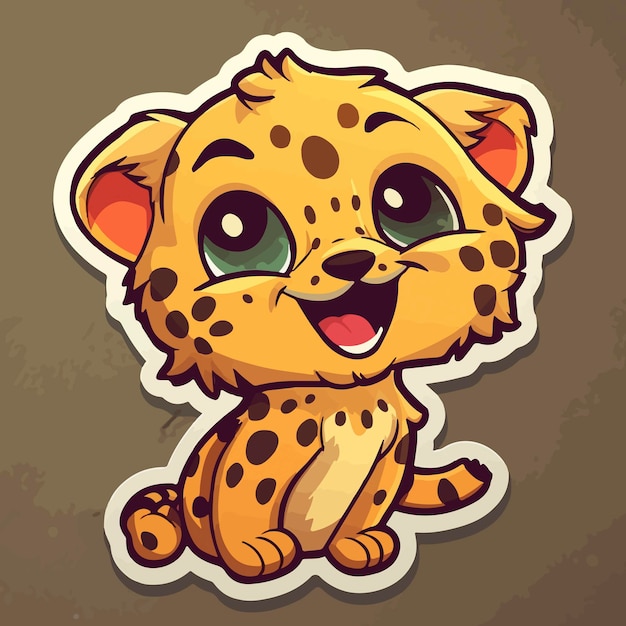 Cartoon illustration of a cheetah with big eyes