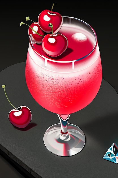 Cartoon illustration of a cocktail drink comic style game prop product design