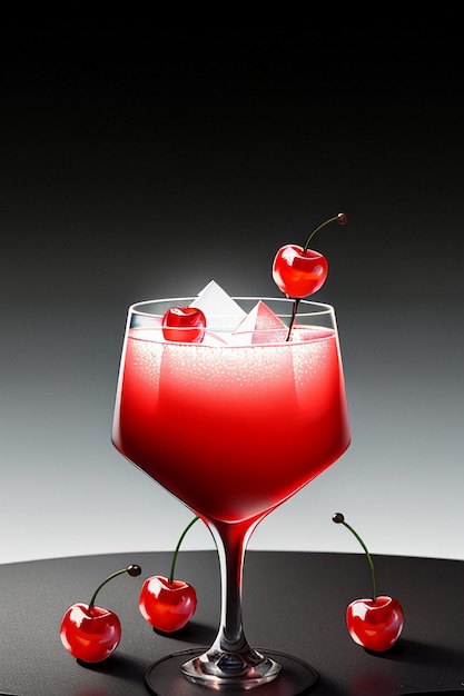 Photo cartoon illustration of a colorful cocktail drink in abstract anime style